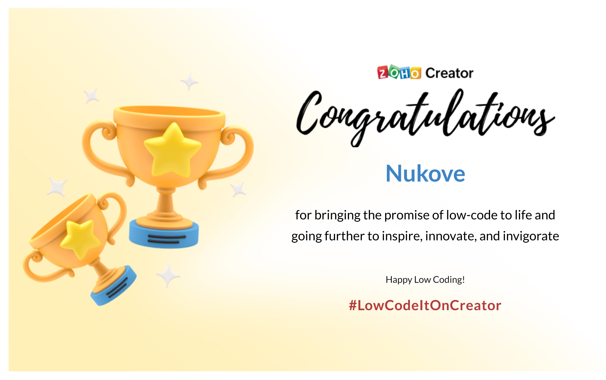 creator lowcode champ nukove